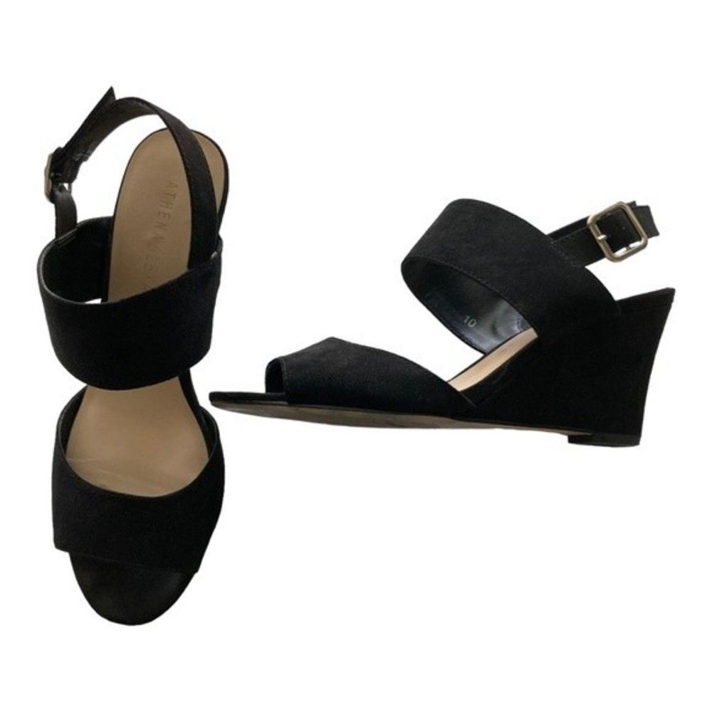 Athena Alexander Black Wedge Sandals - Picture 3 of 9